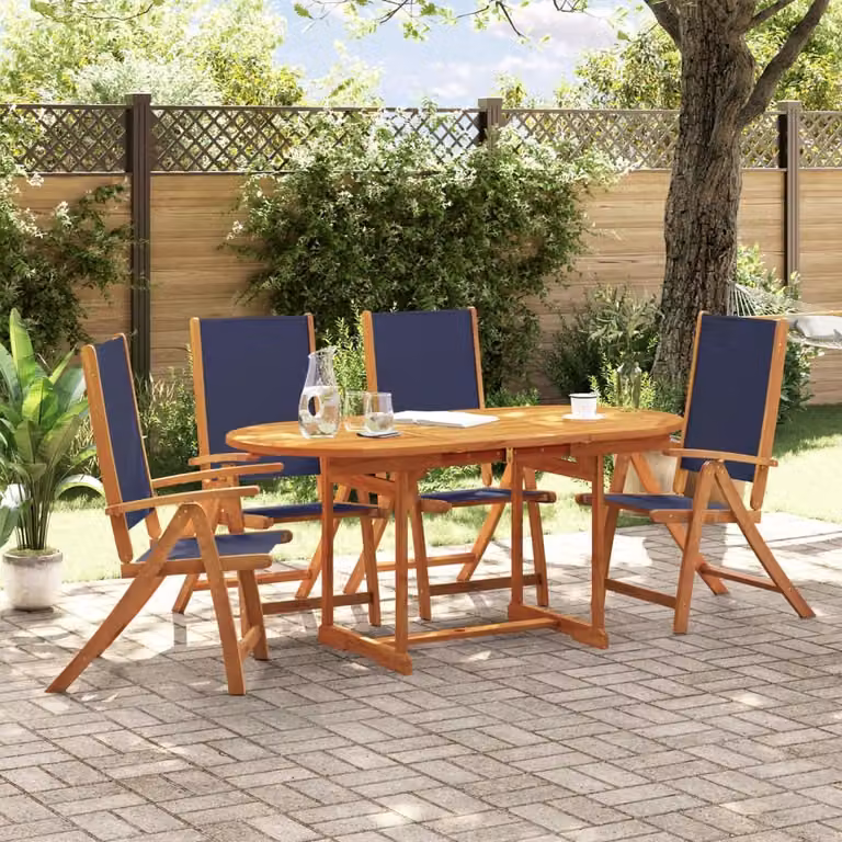Maison Exclusive - Set da pranzo da giardino a 5 pezzi in legno massello di acacia e Textilene