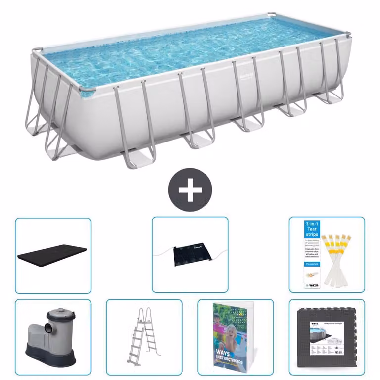 Bestway Power Steel, piscina rettangolare - 640x274x132 cm - composta da 6 parti, modello S543