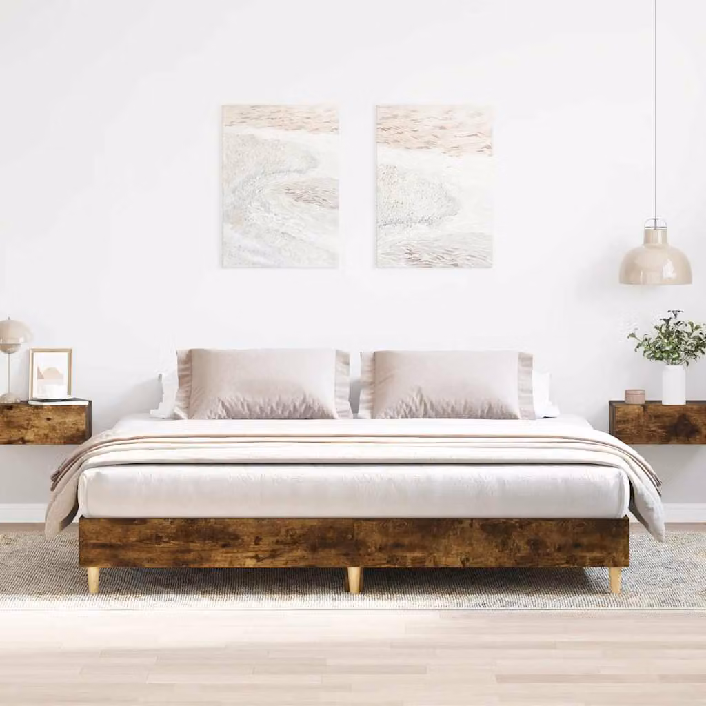 Giroletto vidaXL senza materasso in legno e composito, colore rovere fumo, L/P: 200 x 200 cm
