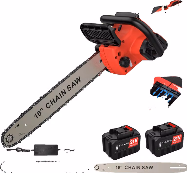 Motosega, motore brushless, serbatoio dell'olio automatico, con 2 batterie