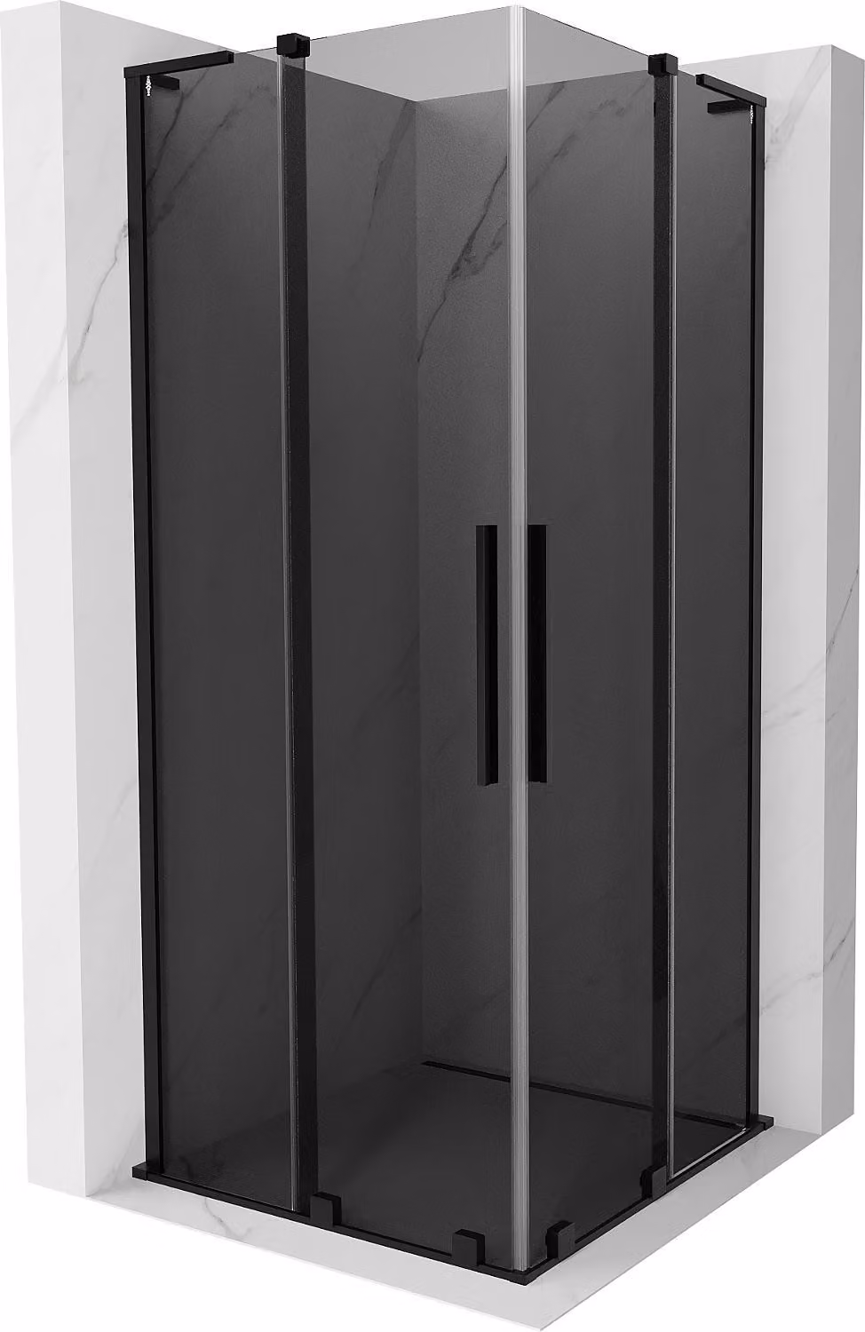 Mexen Velar L Duo cabina doccia scorrevole 100 x 100 cm, grafite, nero - 871-100-100-02-43-70