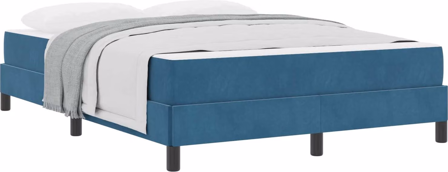 Letto a molle con materasso Blu Scuro 160 x 200 cm Tessuto