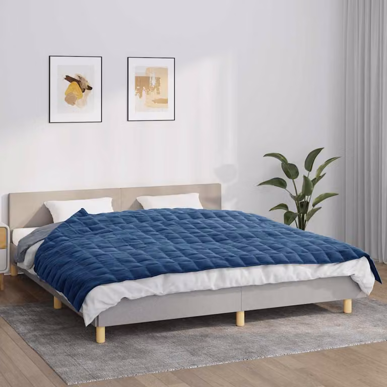 Coperta Ponderata vidaXL Blu in Microfibra, L: 155 cm, P: 220 cm, Peso: 7 kg