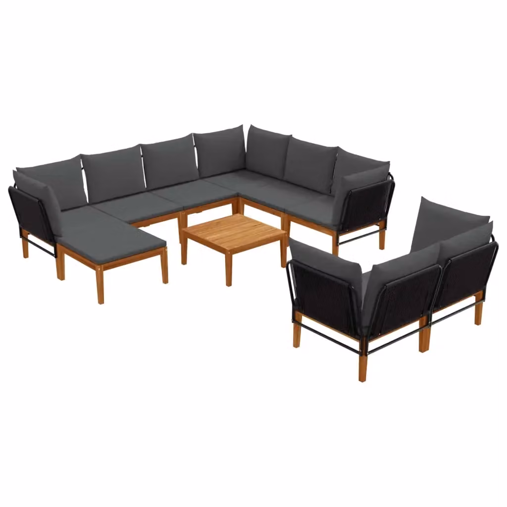 Set da giardino componibile vidaXL a forma di L in legno di acacia con cuscini inclusi – 2