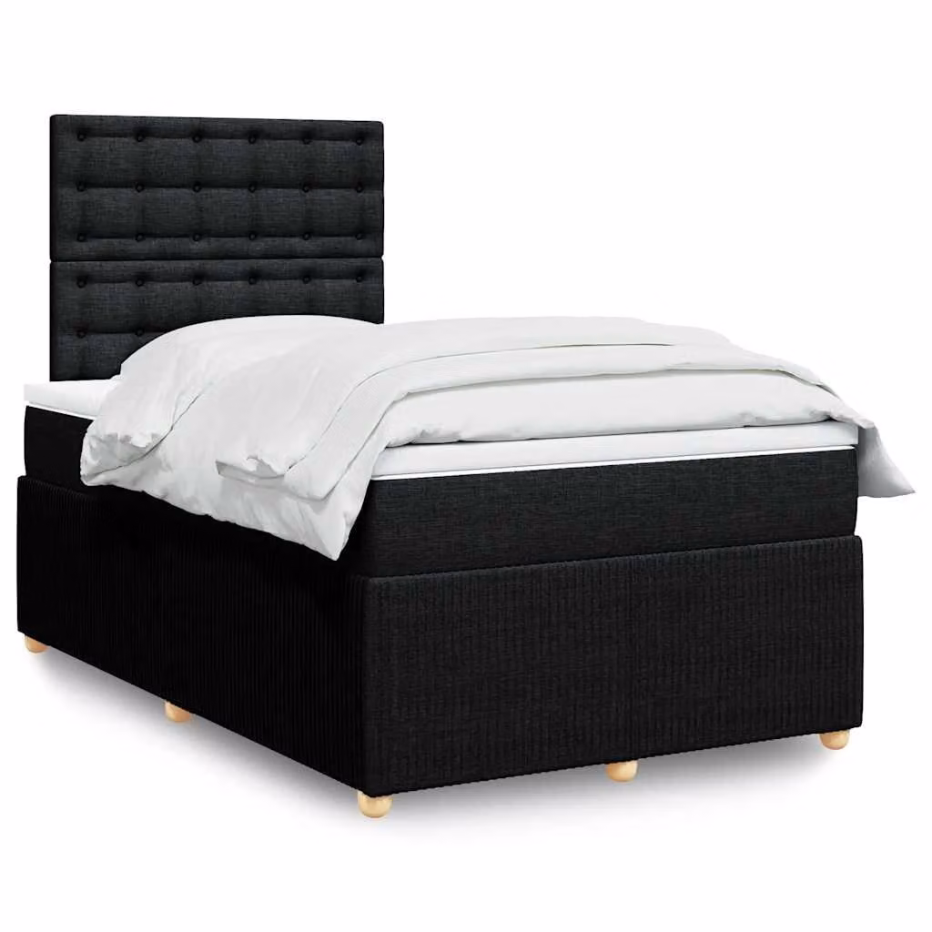 vidaXL Letto Ibrido con Materasso Nero e Struttura in Tessuto con Illuminazione Sotto il Letto e Porta USB L/P/H: 120 x 200 cm – 1