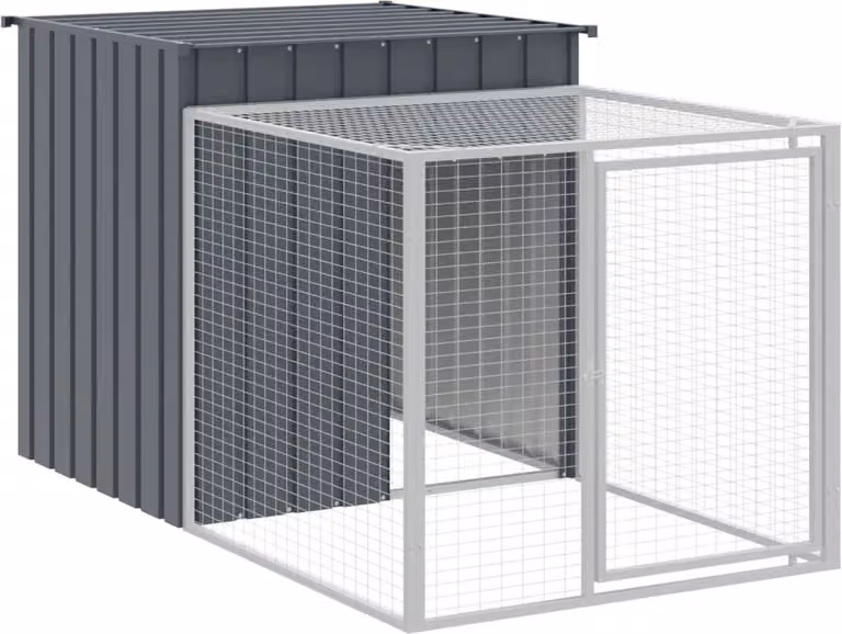 Gabbia per polli con recinto antracite 110x201x110 cm in acciaio zincato