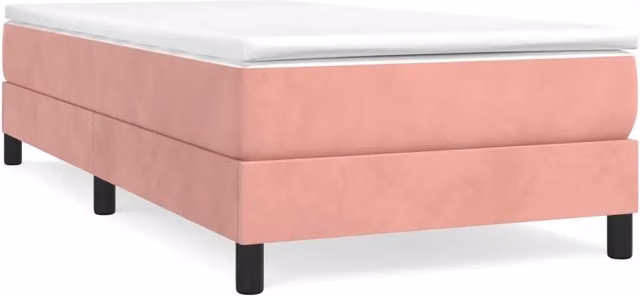 Letto singolo | Letto per adulti | Giroletto a Molle con Materasso Rosa 100x200 cm in Velluto