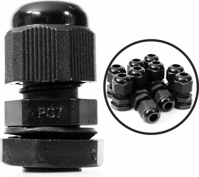 PG 07 x10 pressacavo con controdado 3,5-6 mm IP68 nero
