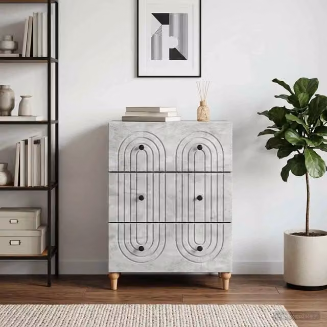 Mobile con Cassetti Moderno vidaXL Grigio Cemento L: 66 cm, P: 34,5 cm, H: 90 cm – 1