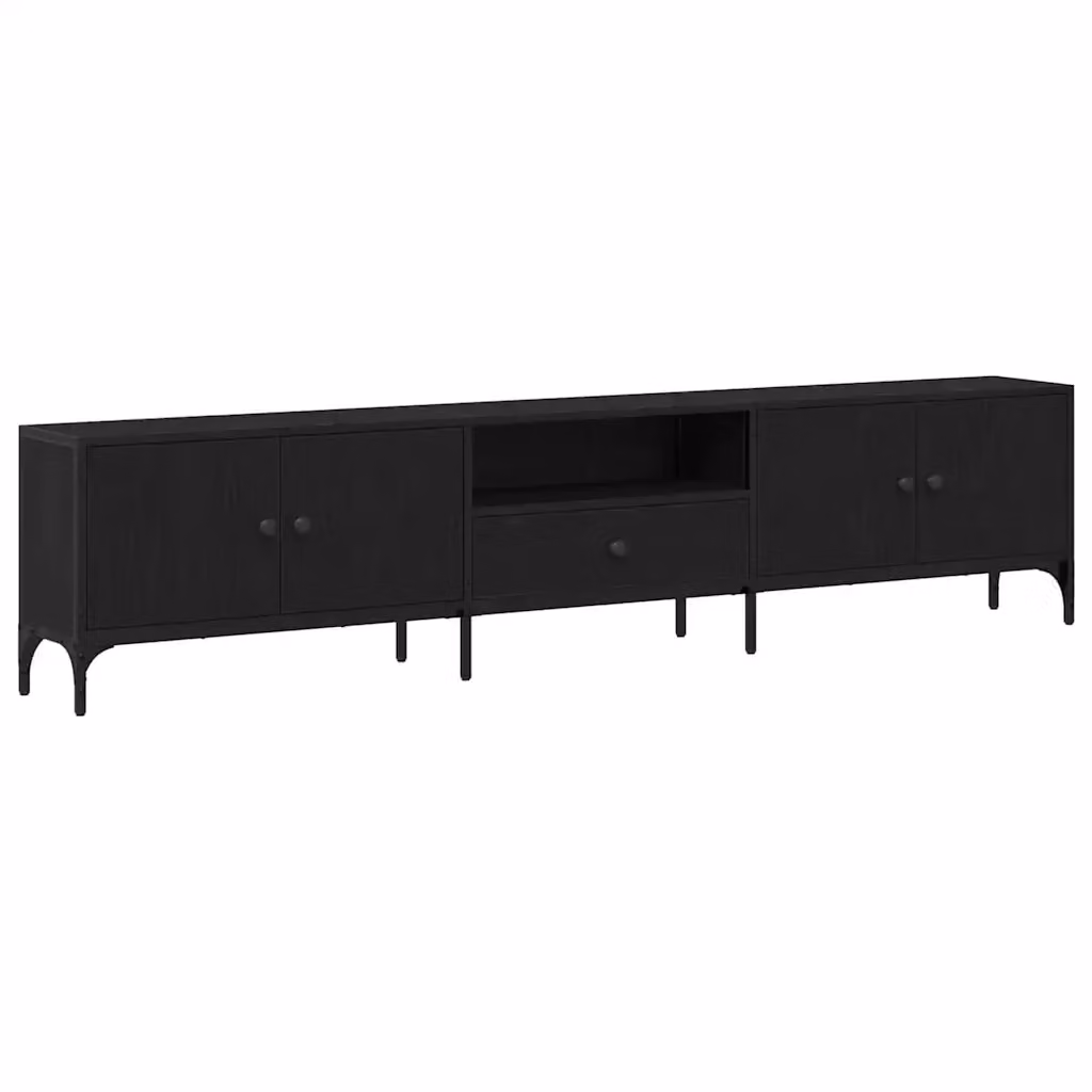 Mobile TV moderno vidaXL in legno rovere nero L 200 x P 25 x H 44 cm – 2