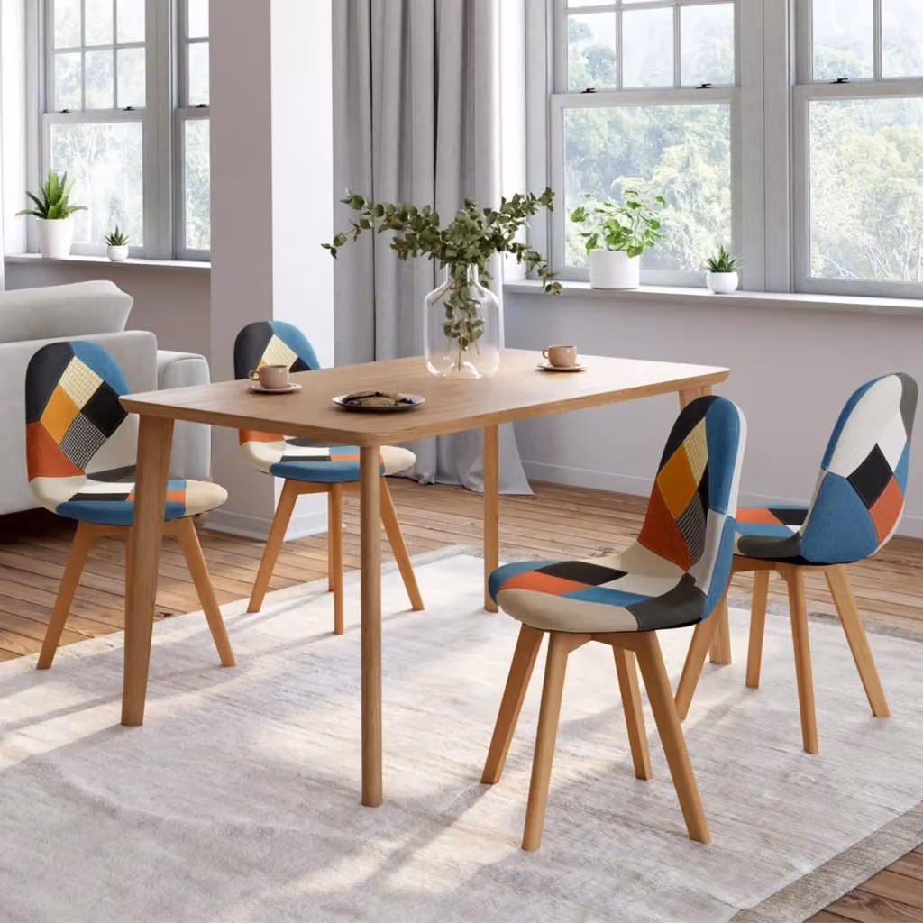Set di 4 sedie da pranzo SARA IDMarket con motivo patchwork multicolore in stile scandinavo – 2