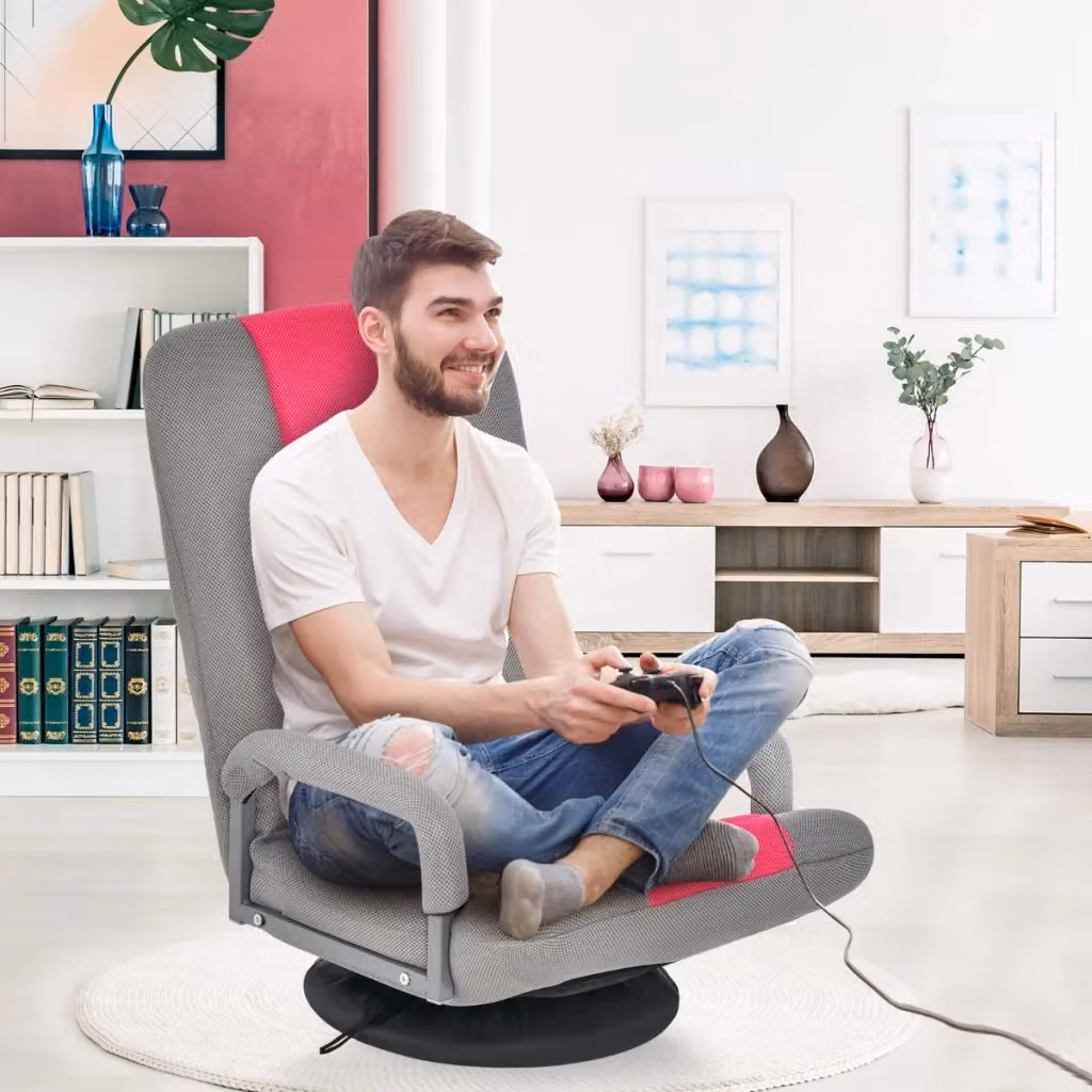 Sedia da gaming pieghevole Design Mania rosa con base girevole a 360 gradi e regolazione in 6 posizioni – 2