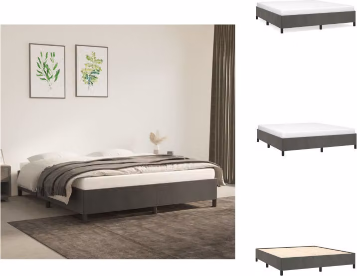 vidaXL Struttura letto grigio scuro 160x200 cm in velluto - Letti e strutture letto