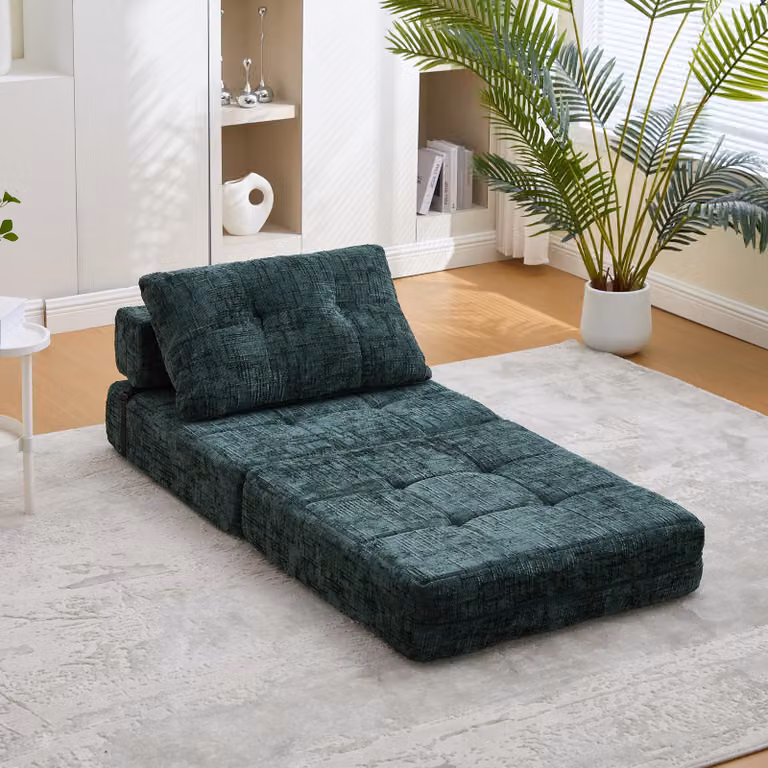 LVHOM Divano letto pieghevole multifunzione, letto per ospiti salvaspazio con cuscino, divano imbottito con schiuma ad alta densità, per ufficio soggiorno, Emerald