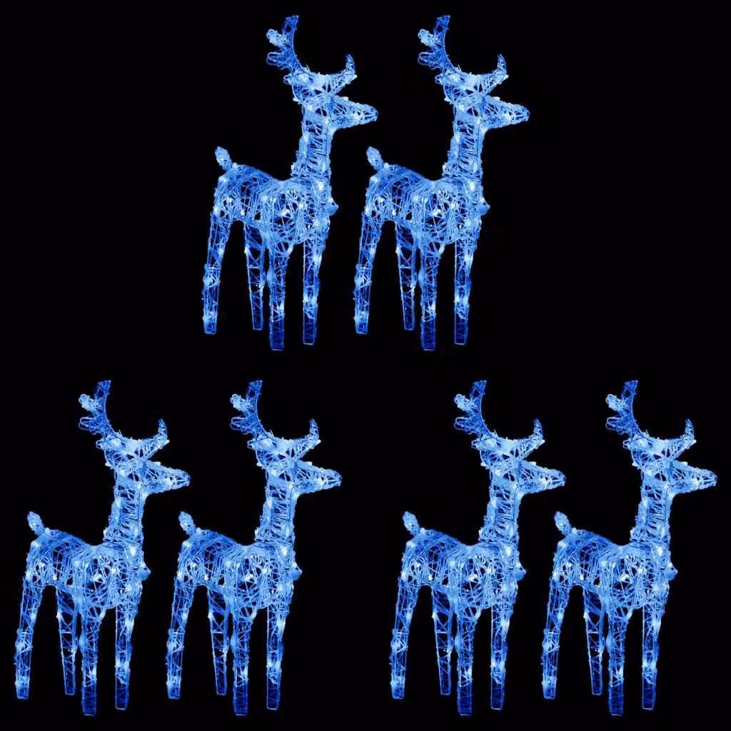 The Living Store Renna LED 6 pezzi blu 240 LED acrilico