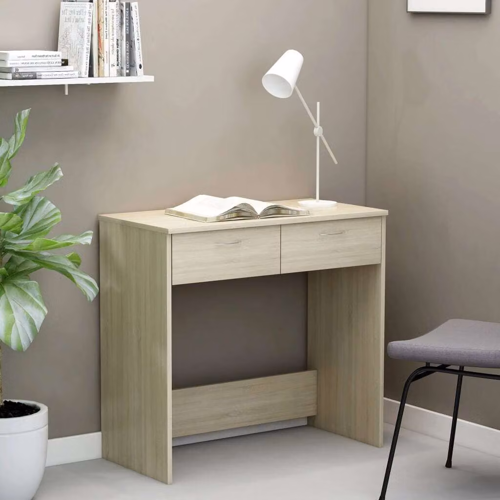 The Living Store Scrivania Sonoma rovere 80x40x75 cm materiale legno