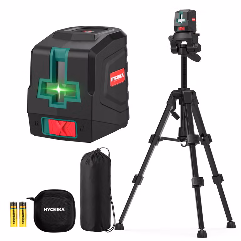 Livella laser a croce HYCHIKA con treppiede, livella laser verde, livella laser a croce autonivelante