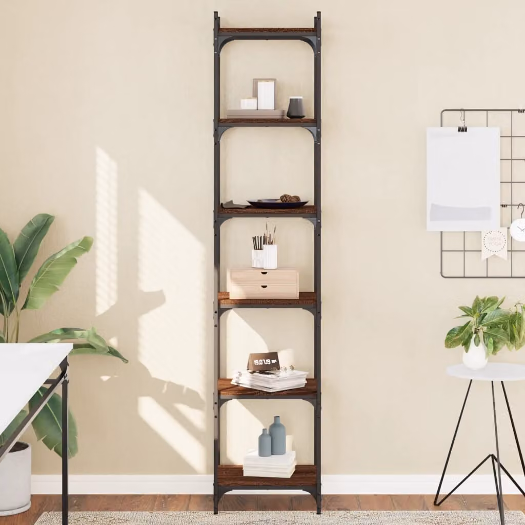 Libreria con 6 Ripiani vidaXL in Stile Industrial, Colore Rovere Marrone, L 40 cm x P 30 cm x H 188 cm