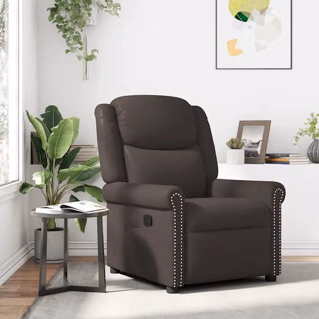 Poltrona reclinabile relax vidaXL in similpelle marrone lucido con braccioli
