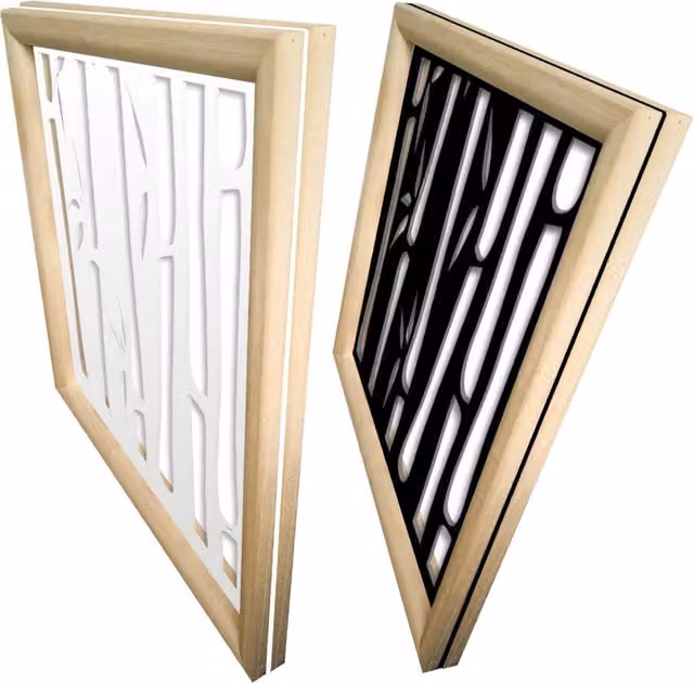 Moduli Decorativi BAMBU Signorbit in Legno e PVC, Colore Bianco, 98 x 98 cm