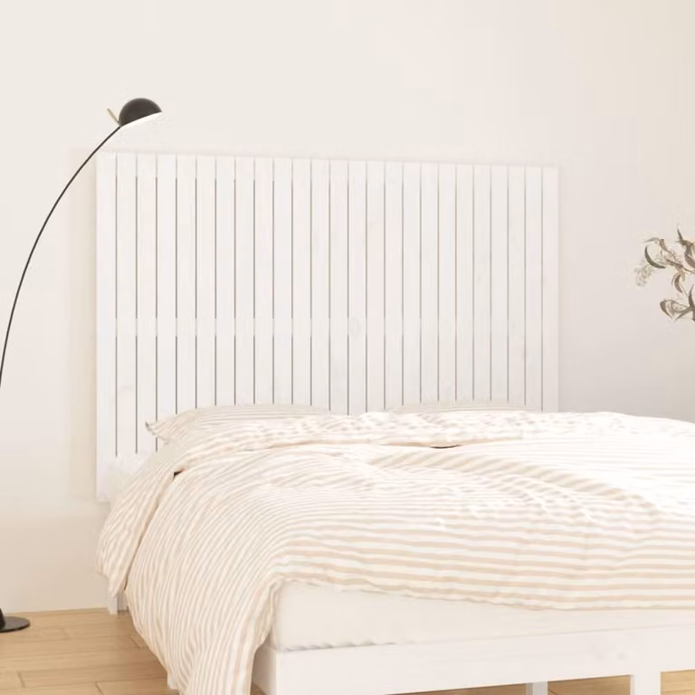 vidaXL Testiera da Parete in Legno Massello di Pino Bianca L: 159,5 cm, P: 3 cm, H: 110 cm