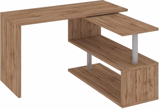 Scrivania con Gamba ad S Girevole 120/65x50x75 cm Volta Quercia Wotan