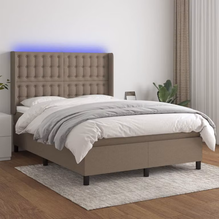 Letto a Molle vidaXL con Illuminazione LED e Porta USB in Tessuto L/P/H: 140 x 200 x 147 cm
