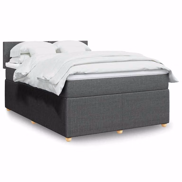 vidaXL Giroletto a Molle con Materasso Ibrido in Tessuto Grigio e Bianco L/P: 160 x 200 cm