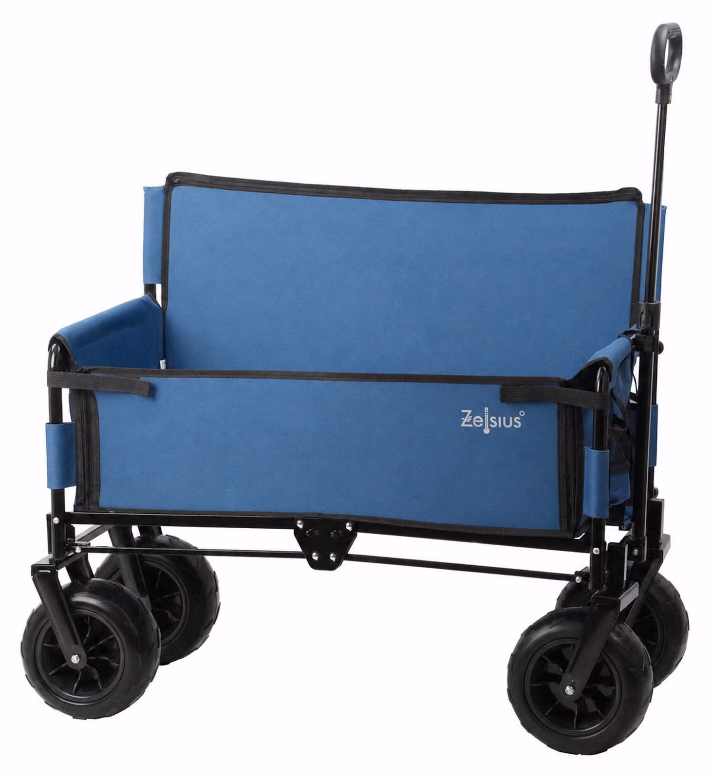 Carrello Zelsius con funzione sedile, colore blu, capacità di carico di 150 kg, carrello multifunzione 2in1, con sedile integrato