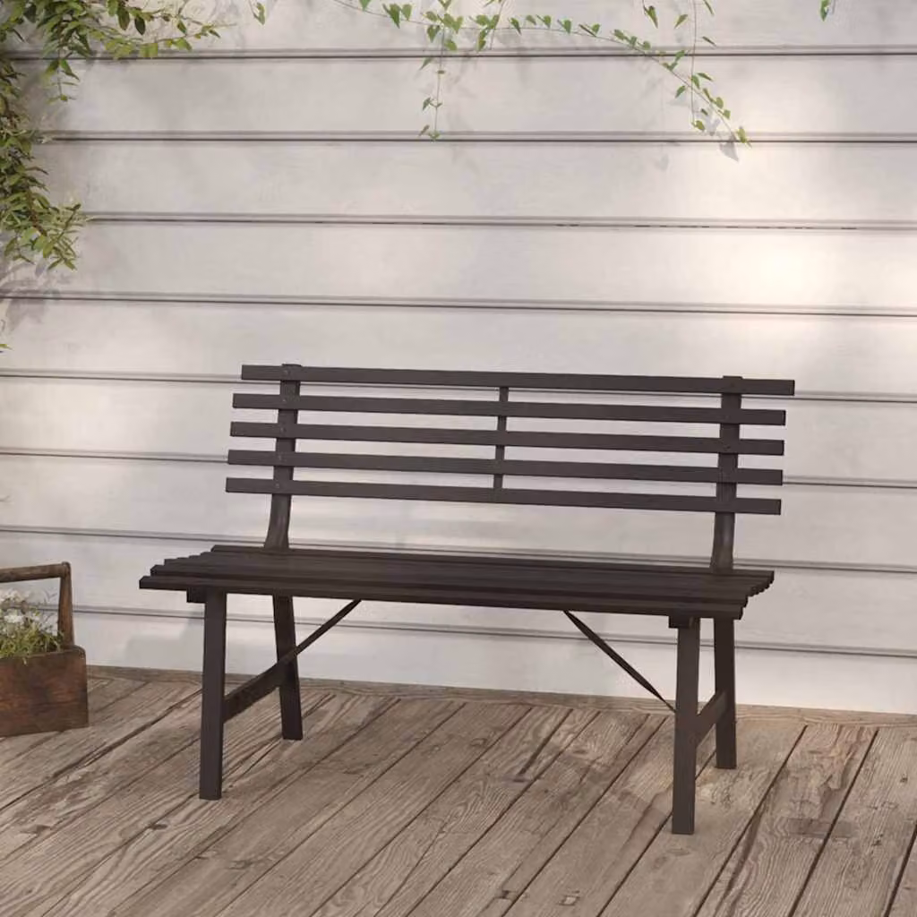 Panchina da giardino moderna vidaXL in acciaio nero opaco, L: 110 cm