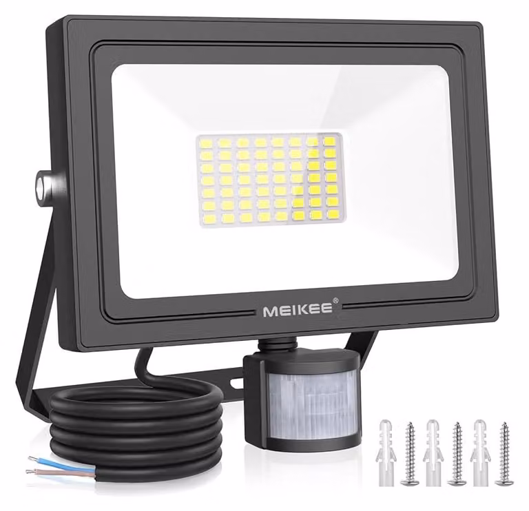 Fare LED da 50W con sensore di movimento, 6500 K, luce bianca fredda, grado di protezione IP