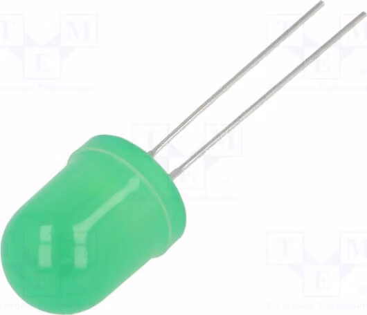 2 LED, 10 mm, verde, 70÷90 mcd, LL-1003UGD2B, diodi LED a foro passante, 10 mm, angolo di emissione 60°