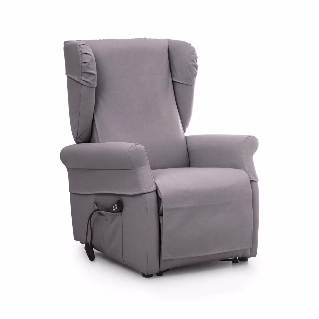 Poltroncina Treia DMORA Grigio, Poltrona Moderna Sfoderabile con Braccioli L: 75 cm, P: 84 cm, H: 107 cm – 2