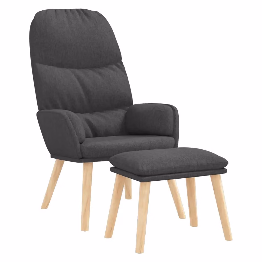 Poltrona Relax con Poggiapiedi vidaXL in Tessuto Grigio con Braccioli e Struttura in Legno e Metallo – 2