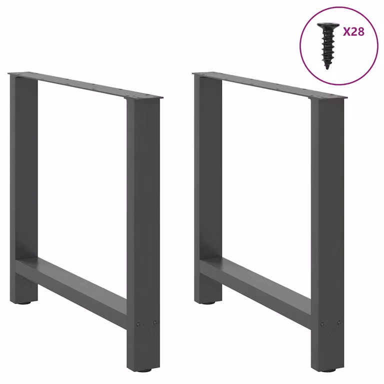 Set di 2 gambe per tavolo da pranzo vidaXL in acciaio antracite, design moderno, L/P/H: 70 x 70 x 73 cm
