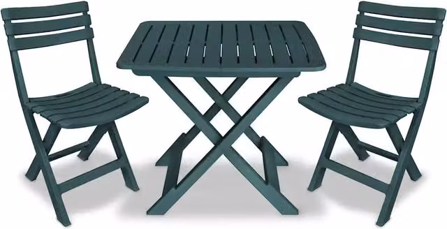 Set da Bistrot 3 pz Pieghevole in Plastica Verde
