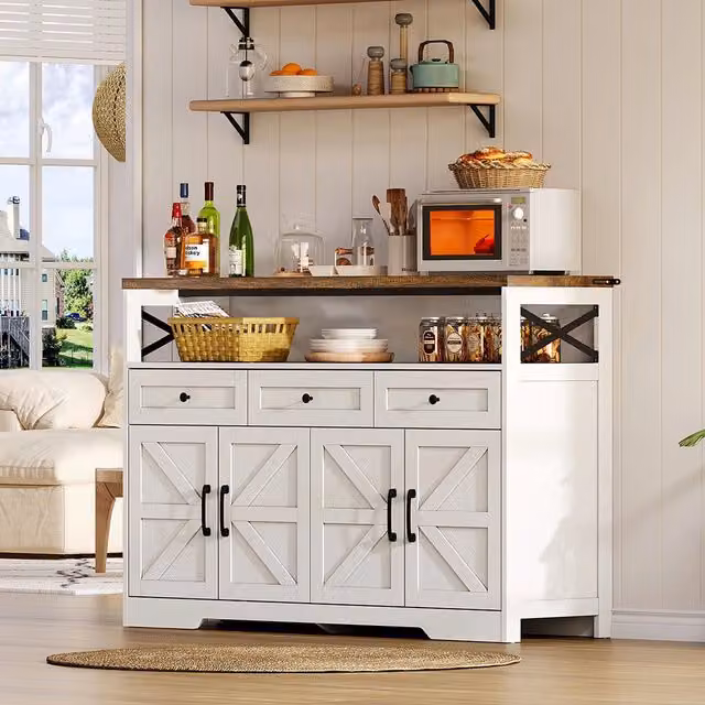 Buffet rustico - Xylo - 140cm 3cass porte bianco/marrone