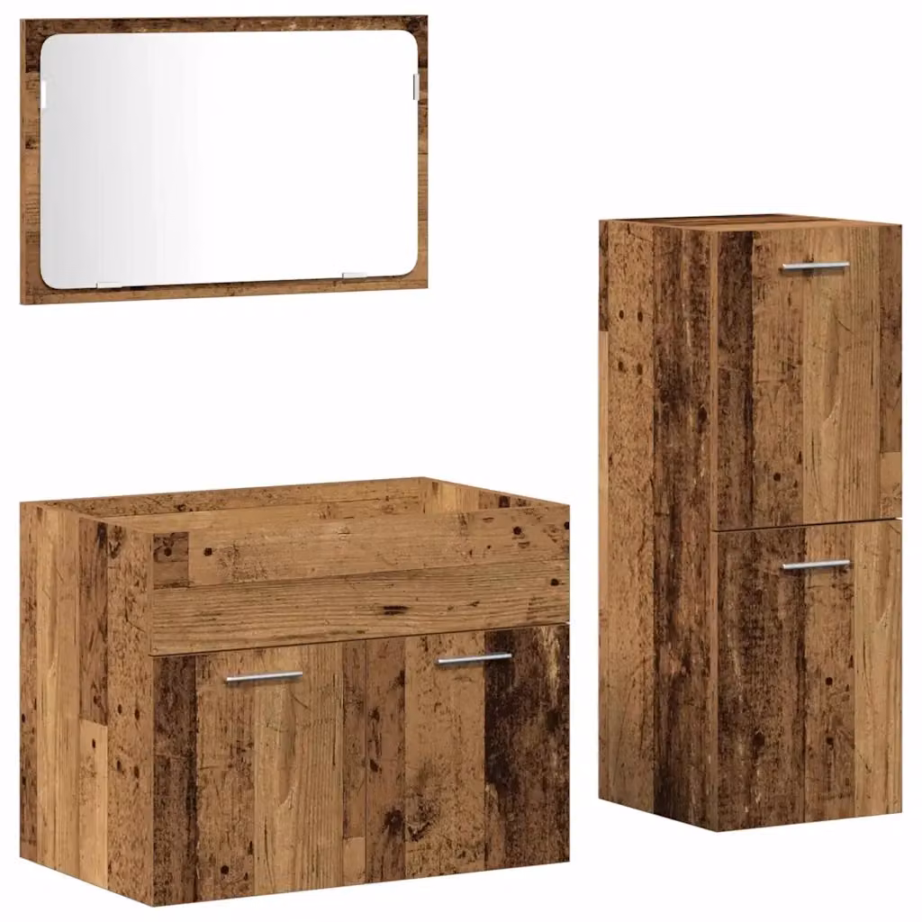 Set di mobili per il bagno moderno vidaXL in legno e metallo marrone, composto da mobile lavabo e pensile, L/P/H: 60 x 38,5 x 46 cm – 2