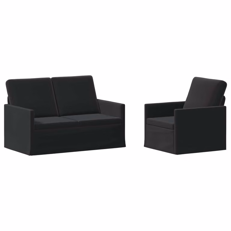 Set di 2 divani moderni vidaXL in velluto nero con struttura in metallo per il tuo soggiorno
