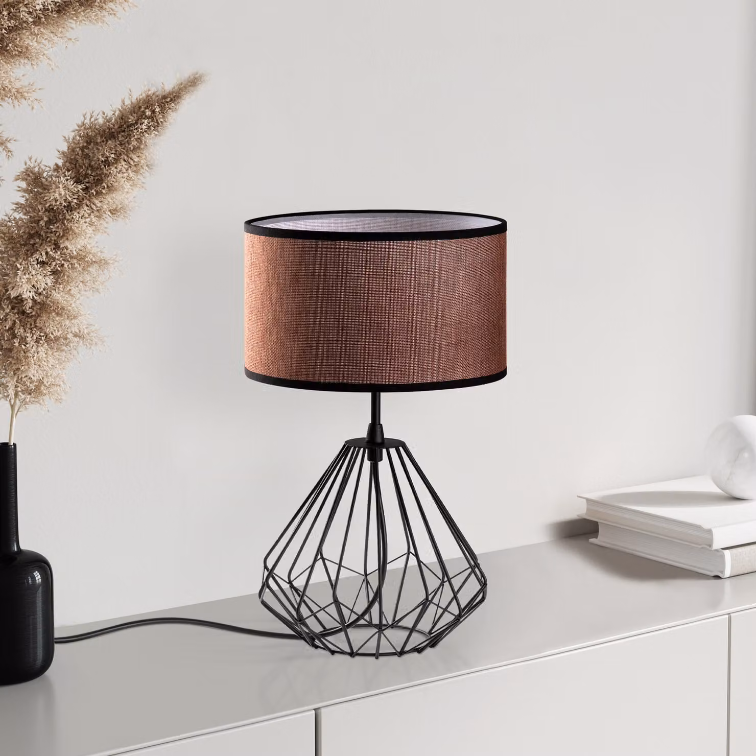 Opviq, Diamond - S-708, lampada da tavolo, nero, CORPO IN METALLO, 25 x 25 x 43 cm