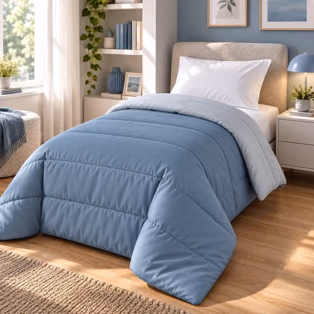 Trapunta invernale singola azzurra reversibile Datex in microfibra Warm Hugs