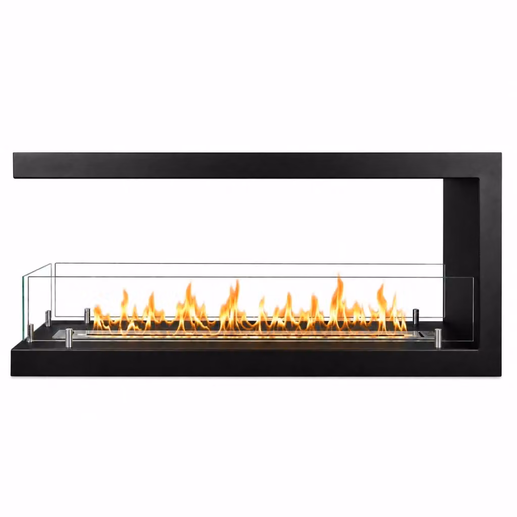 Biocamino da incasso trifacciale Divina Fire Maratea nero L 120 cm x P 50 cm x H 30 cm – 2