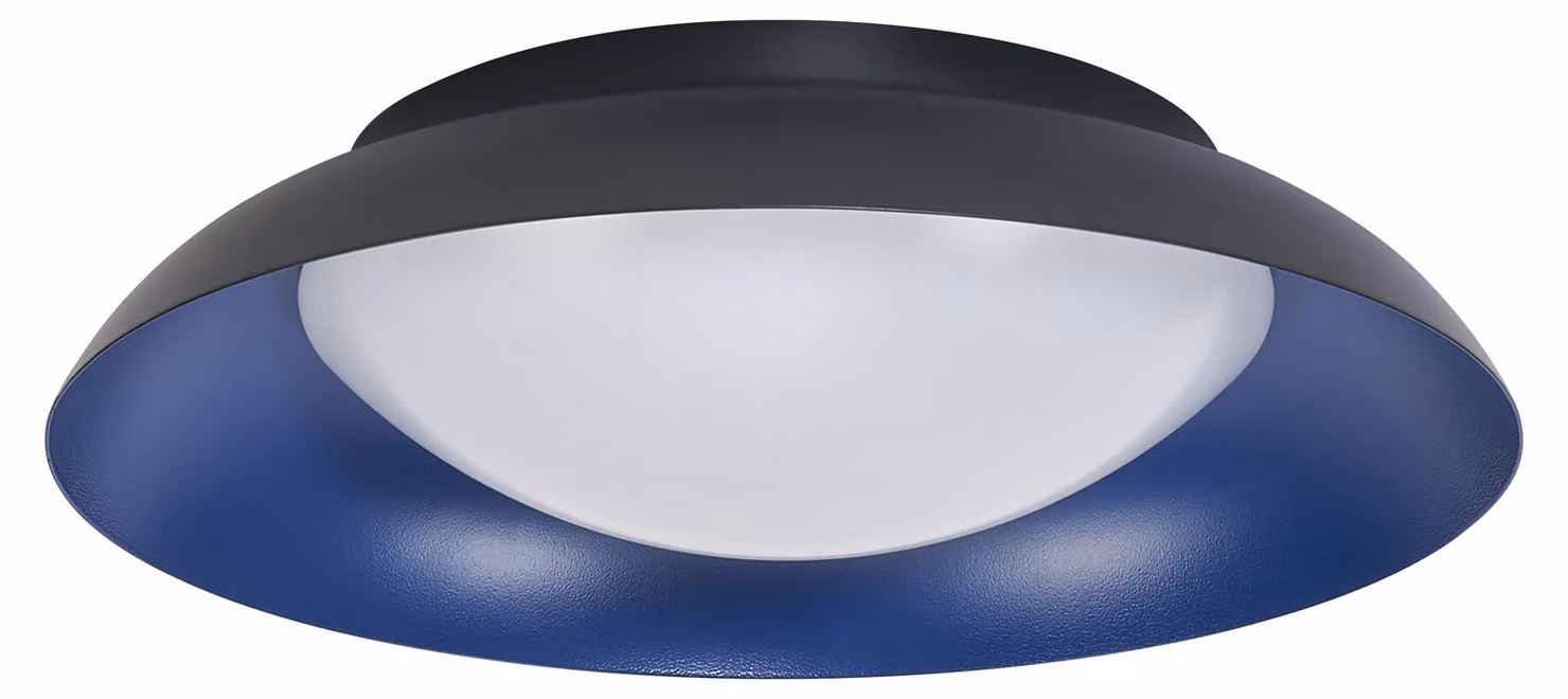 Plafoniera a LED OSRAM Orbis Plate, nero-blu, 19 W, 1000 lm, 3000 K, 310 mm, 830 lm, luce bianca calda e accogliente, dimmerabile a 3 livelli tramite pedale, grado di protezione IP20, viti di montaggio e tasselli inclusi