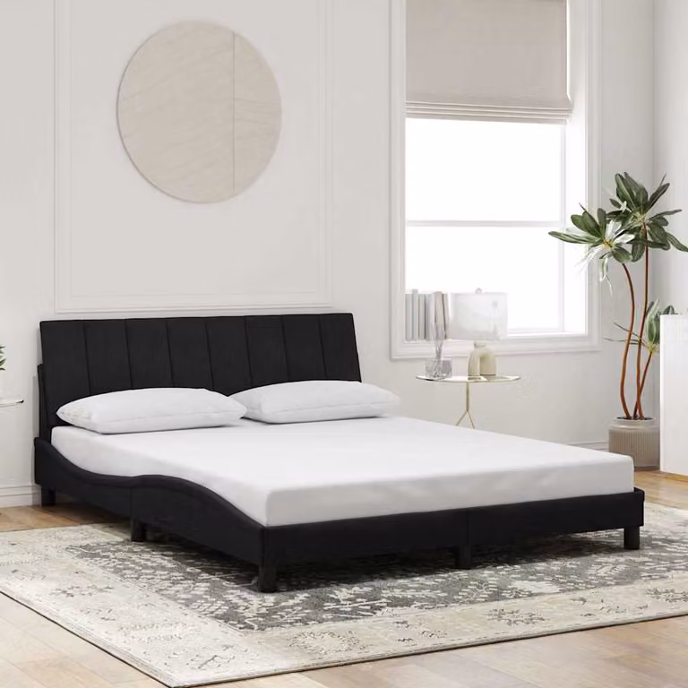 Giroletto senza materasso Hanko vidaXL in velluto nero L: 160 cm, P: 200 cm