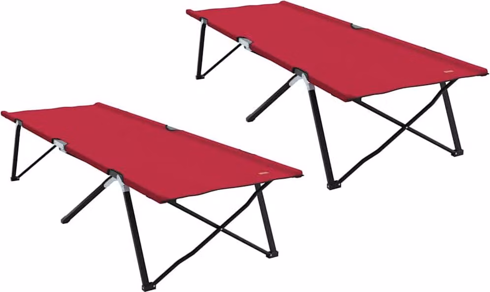 Letto da campeggio pieghevole 2 pcs Rosso 206 x 76 x 74 cm