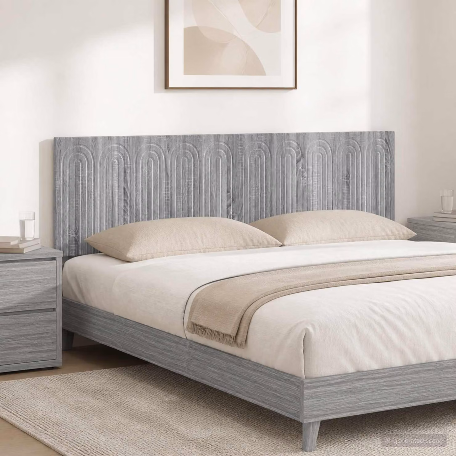 Testiera da muro moderna vidaXL ALKMAAR in legno ingegnerizzato grigio con mensola integrata