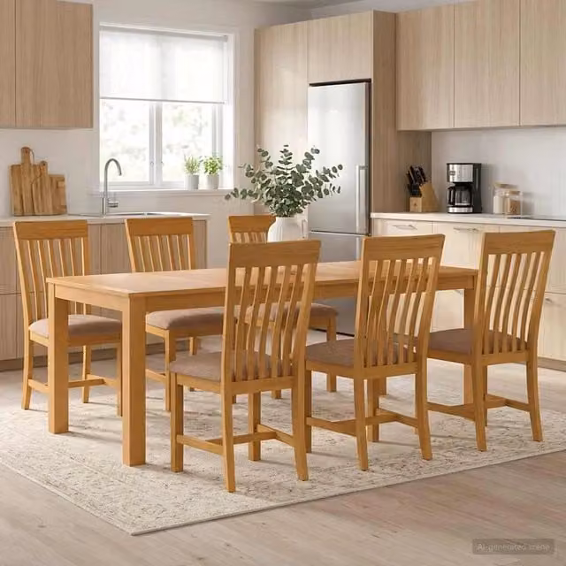 Set da pranzo moderno vidaXL in legno di quercia composto da tavolo rettangolare e 6 sedie, Grigio e Marrone, L: 200 cm, P: 100 cm, H: 75 cm – 1