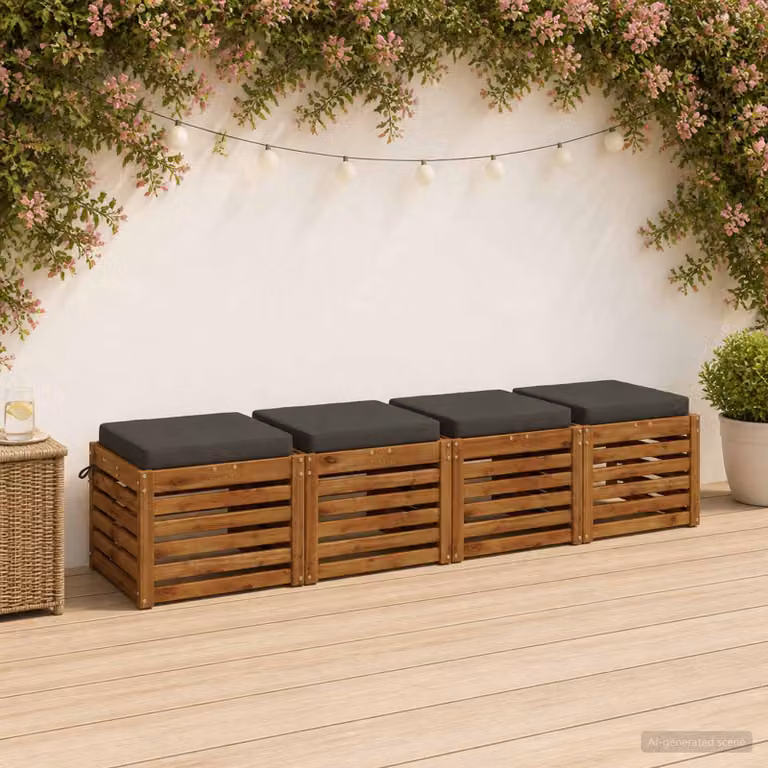 Set di 4 cuscini per sedia vidaXL in poliestere con imbottitura in schiuma, modello moderno, colore grigio antracite