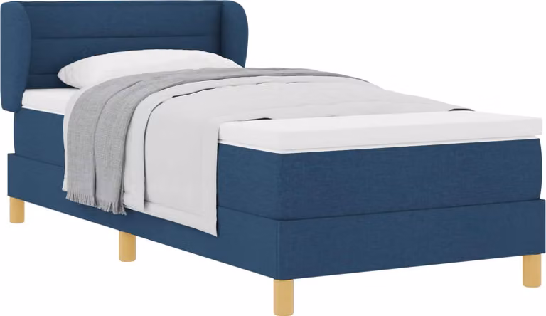 Letto a molle con materasso Blu 90 x 190 cm Tessuto