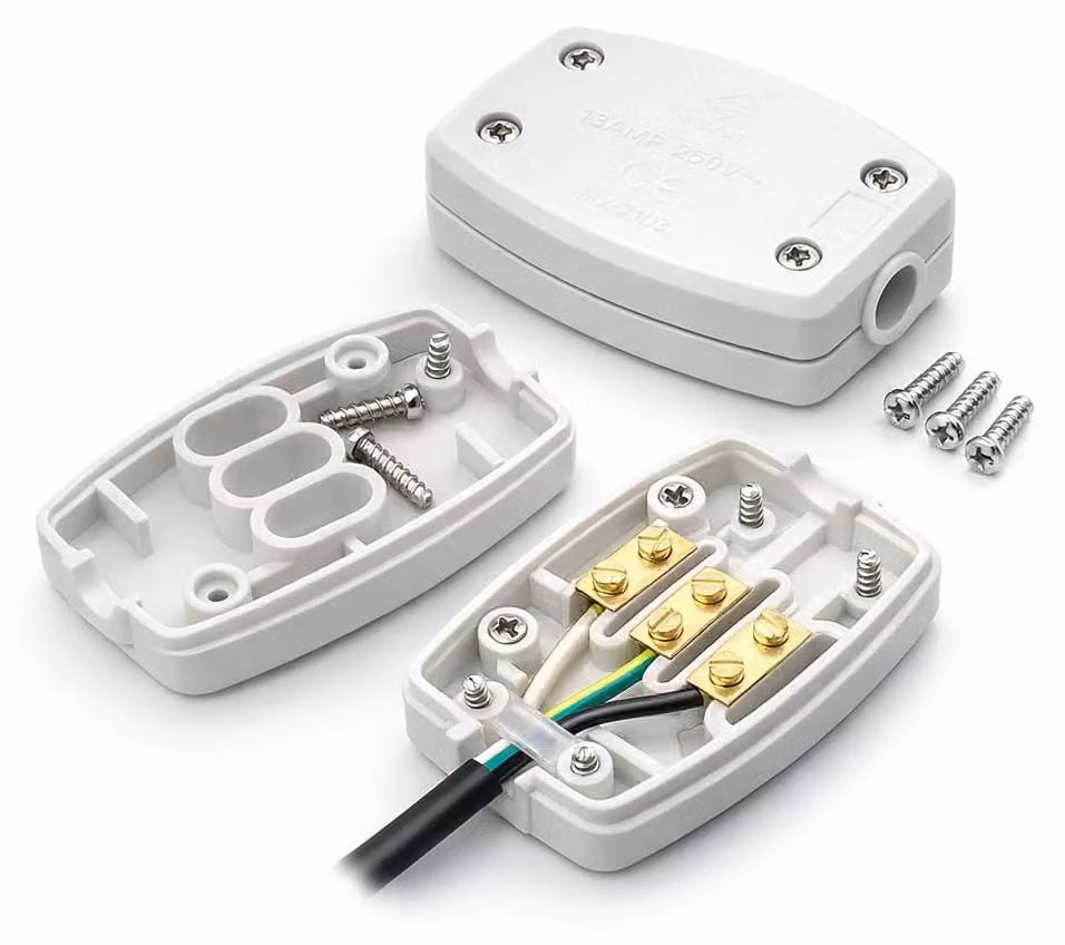 Set di 2 prese multiple a 3 poli, 13 A, 250 V, per illuminazione esterna, colore bianco